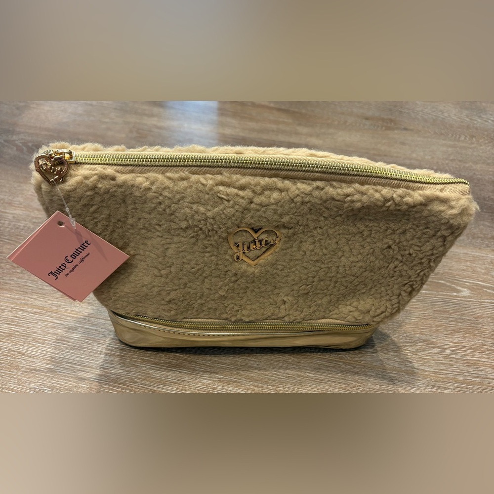 NEW! Juicy Couture Gold Shearling Cosmetic Bag